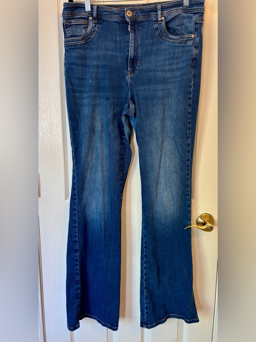 Classic Women's Dark Blue Denim Jeans High Rise ~ Women’s 14 Tall ~ Long /Tall